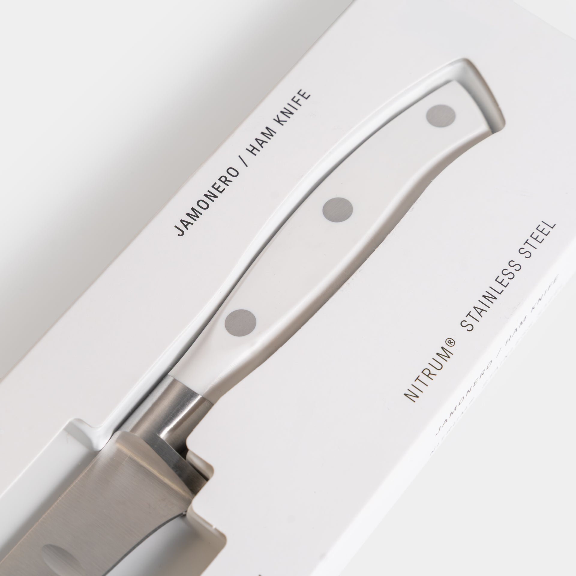 Cuchillo jamonero mango blanco